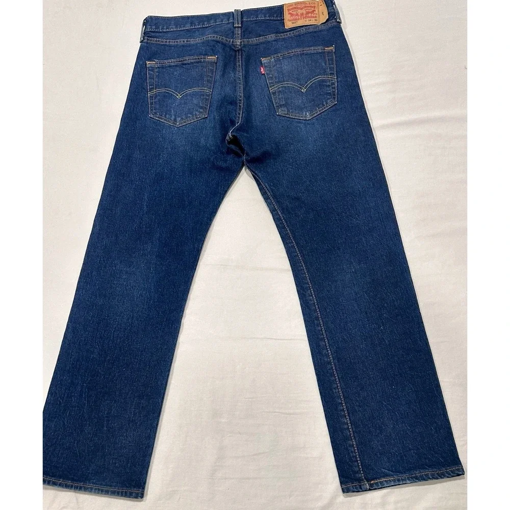 Levi's Men's 501 34x30 Original Straight Fit Jeans - Dark Wash